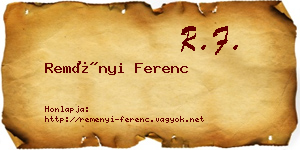 Reményi Ferenc névjegykártya