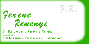 ferenc remenyi business card